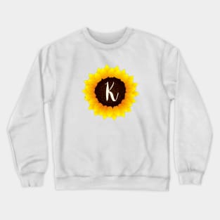 Floral Monogram K Bright Yellow Sunflower Crewneck Sweatshirt